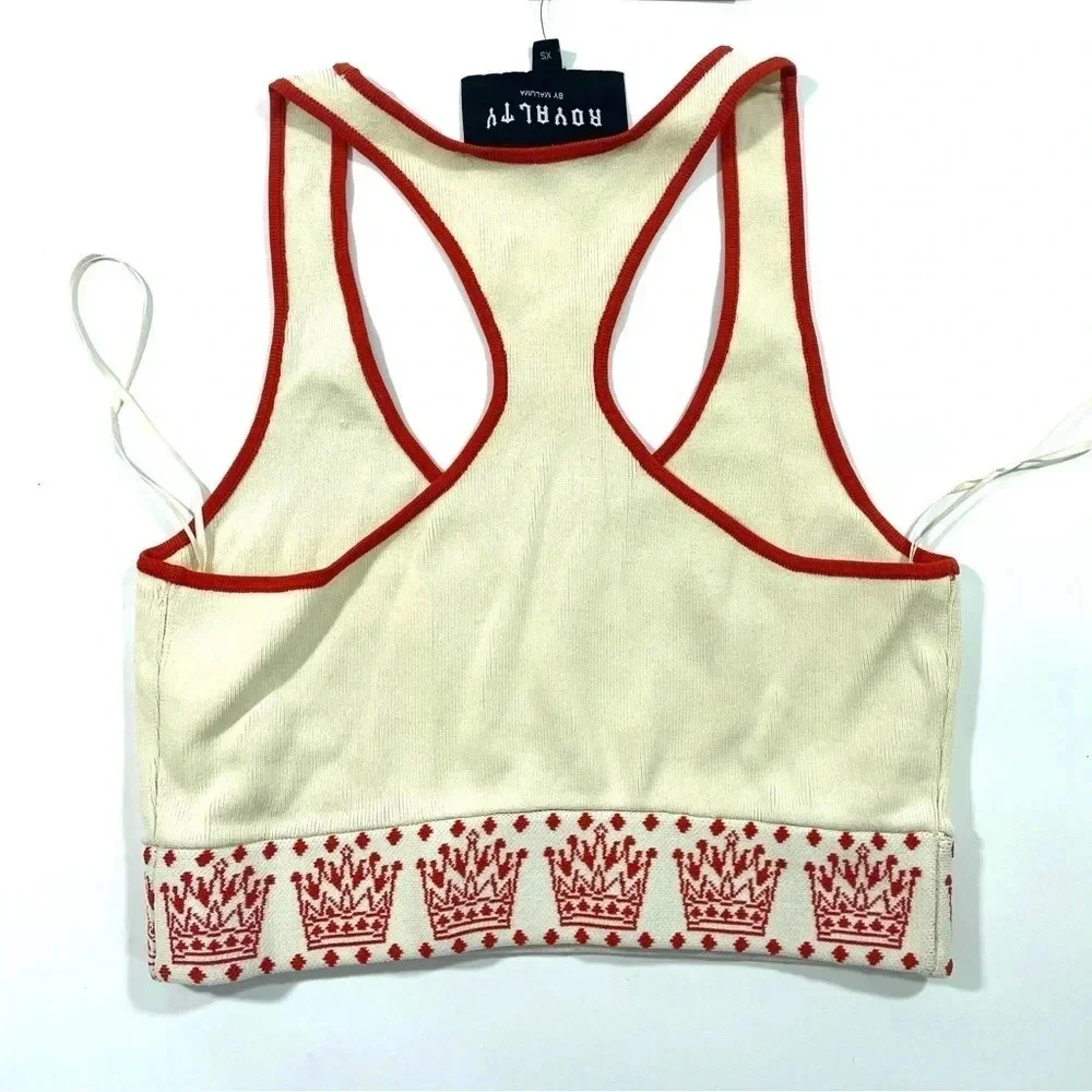Royalty By Maluma Racerback Crop Printed Sleeveless Tank Top XS